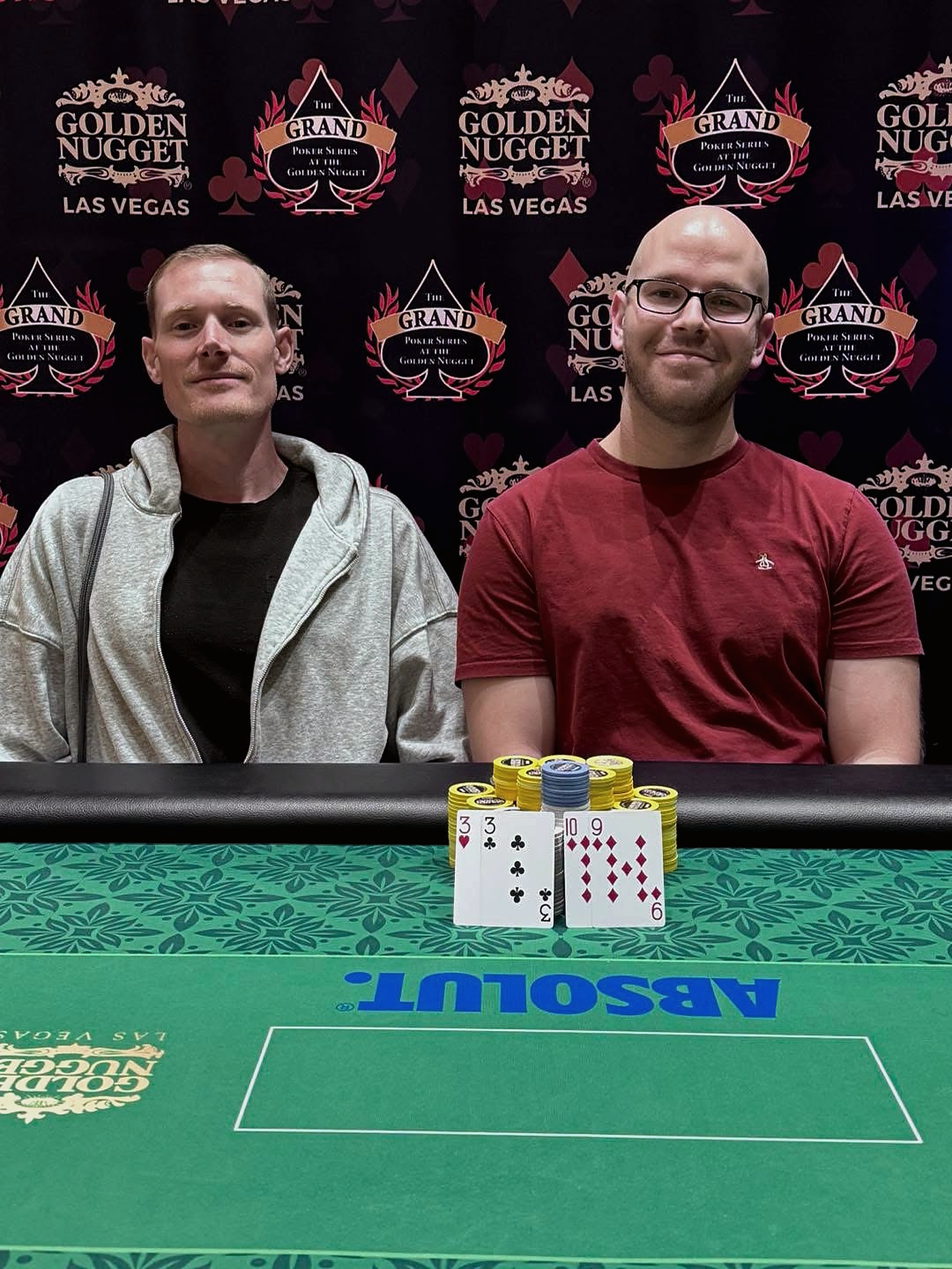 Nathan Patten at the final table of the GCP Tour at the Golden Nugget Las Vegas, chip stack in front of him.